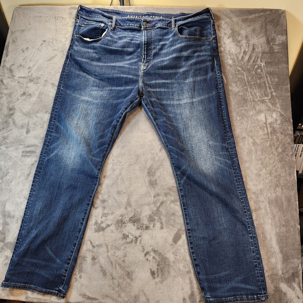 American Eagle Jeans Mens 46x34 Relaxed Straight Baggy Dark Wash Airflex Denim